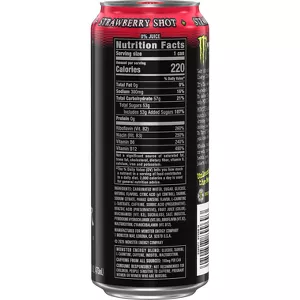 Monster Energy Strawberry Shot Energy Drink - 16 fl oz: Low Calorie, Diet, Caffeinated - Image 2