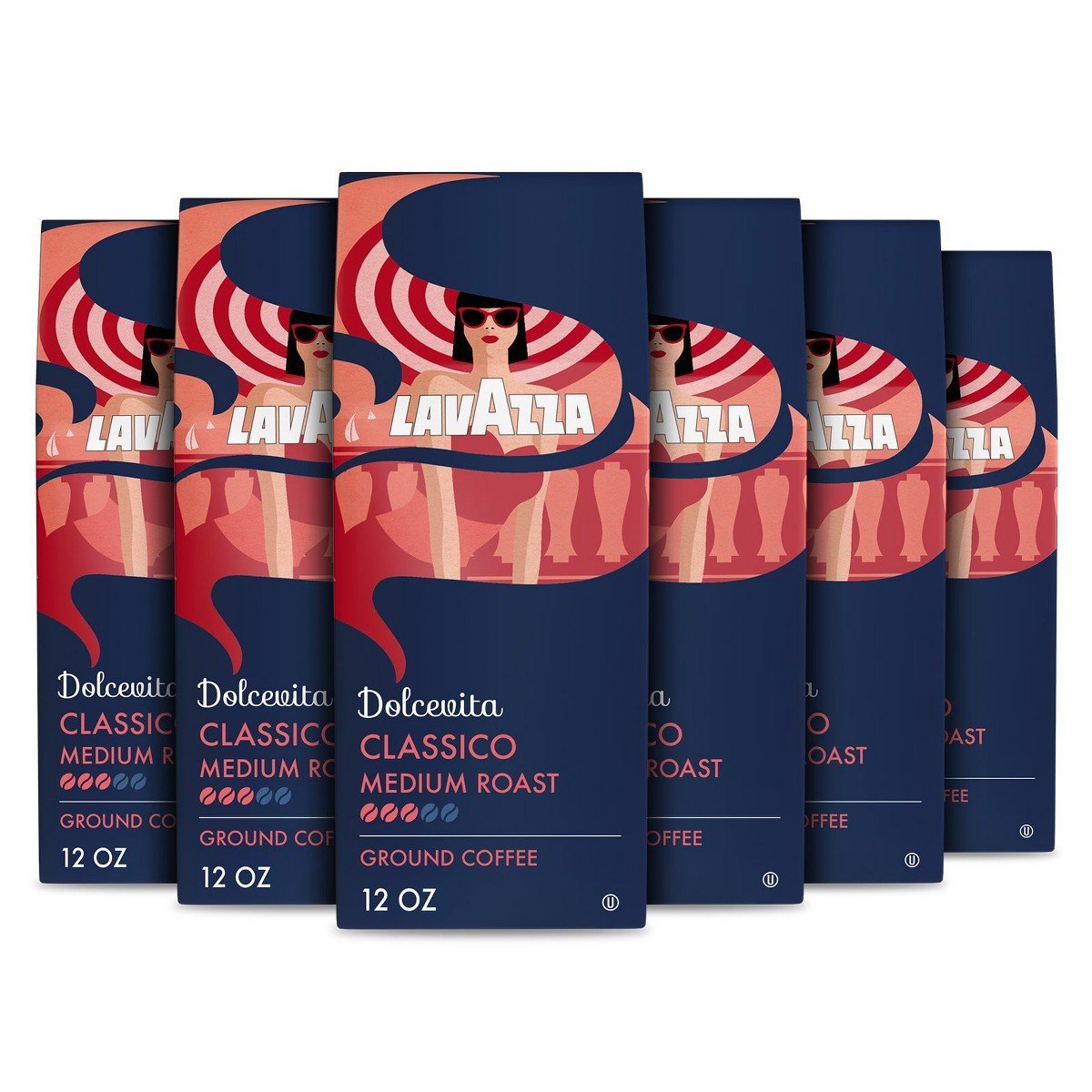 Lavazza Dolcevita Classico Ground Coffee, Medium Roast, Arabica and Robusta Blend, 12 oz Bag (Pack of 6) N/A 1