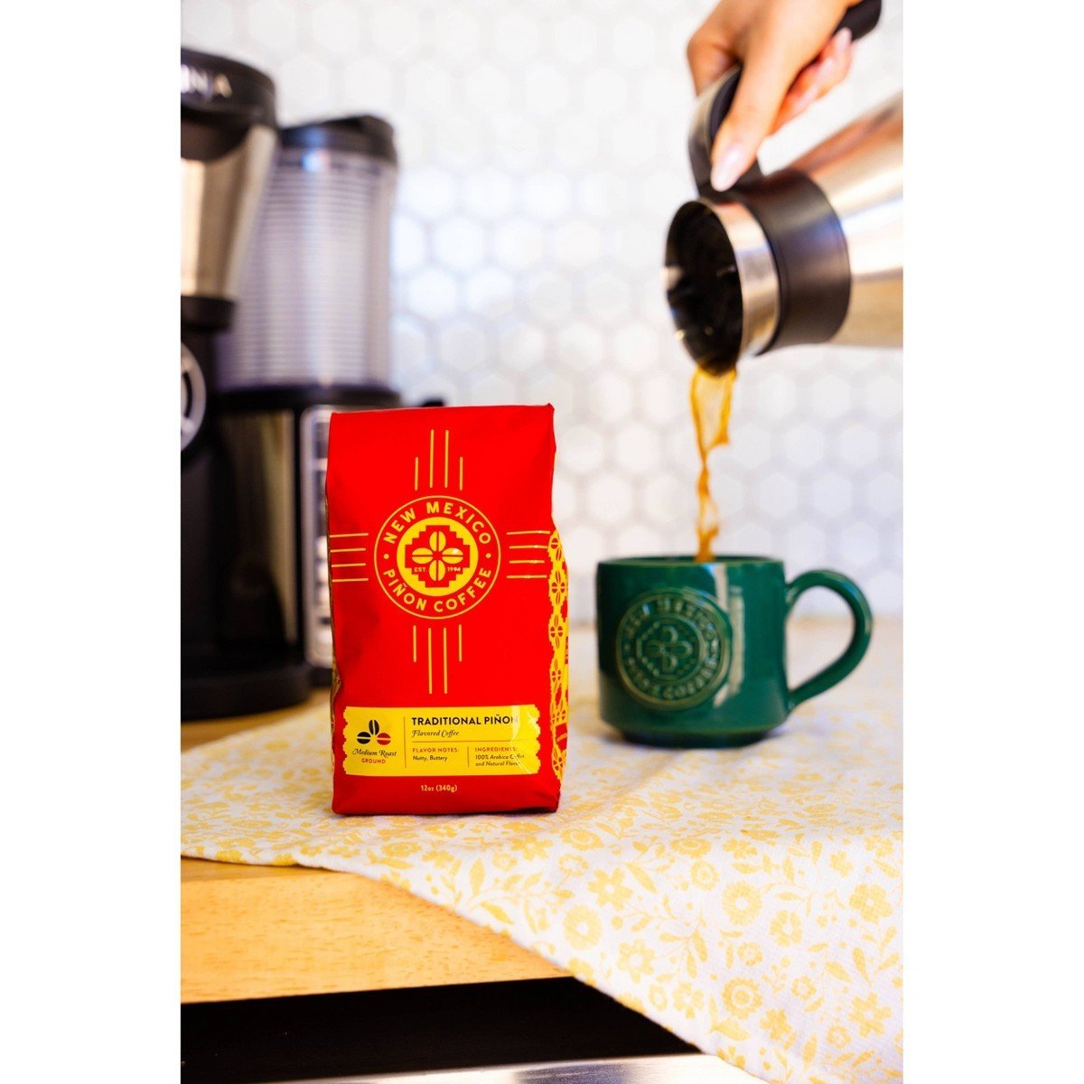 New Mexico Pinon Adobe Morning Medium Roast Ground Coffee - 12oz: Cinnamon, Hazelnut, Arabica Beans - Image 3