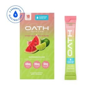 Oath Nutrition Hydration Electrolyte Packets Powdered Electrolyte Drink Mix - Watermelon Lime - 10pk