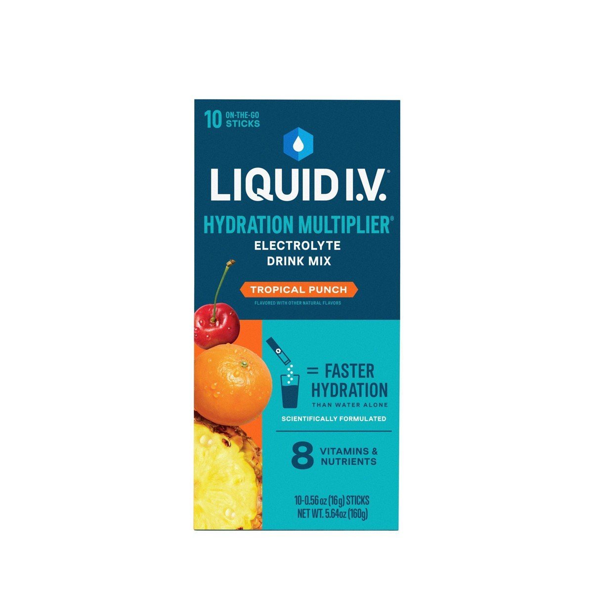 Liquid I.V. Hydration Multiplier Vegan Powder Electrolyte Supplements - Tropical Punch - 0.56oz/10ct - Image 3