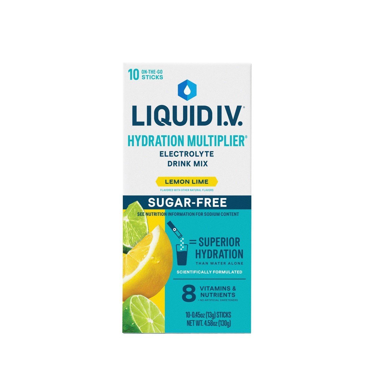 Liquid I.V. Sugar Free Hydration Multiplier Vegan Powder Electrolyte Supplements - Lemon Lime - 0.45oz/10ct - Image 3