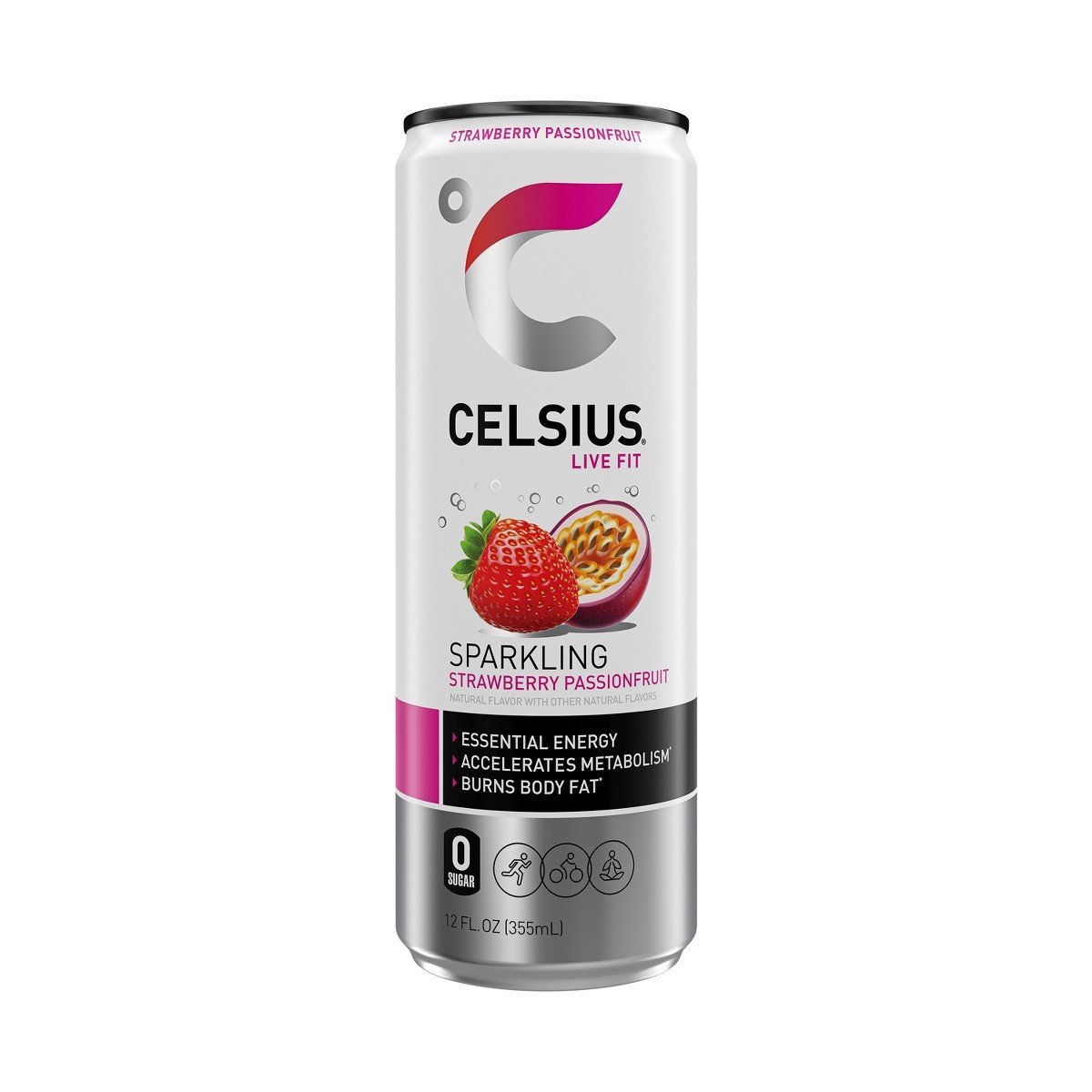 CELSIUS Sparkling Strawberry Passionfruit Functional Energy Drink - 12 fl oz: Caffeinated