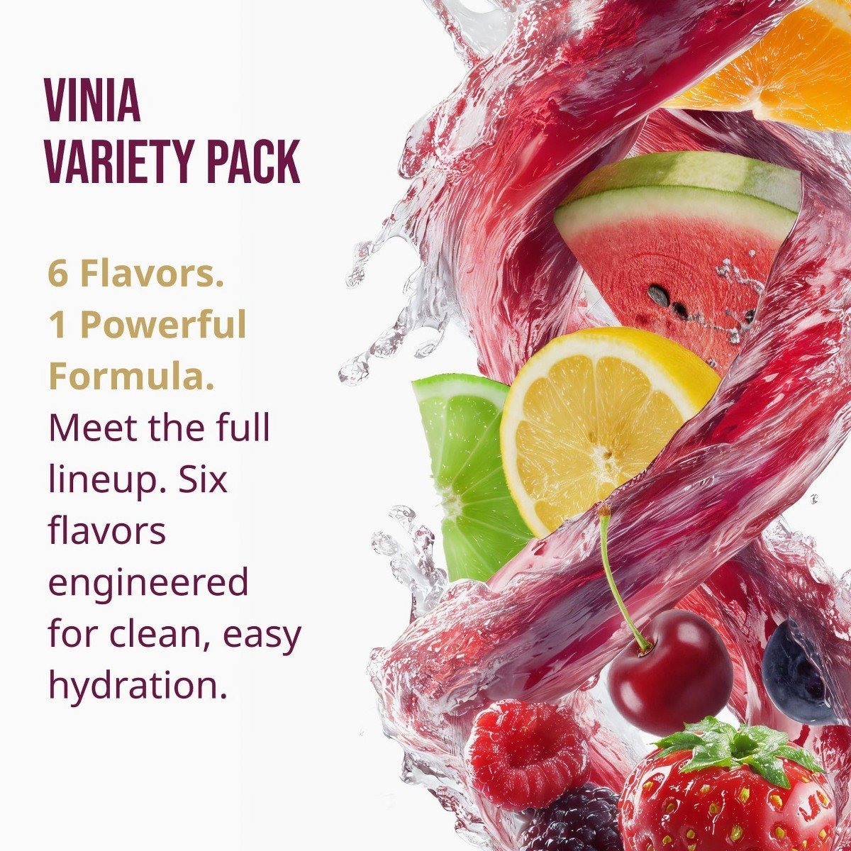 VINIA Blood Flow Electrolyte Drink Mix, Variety Pack, Red Grape Piceid Resveratrol Powder, Hydration Support, 30 Stickpacks - Image 2