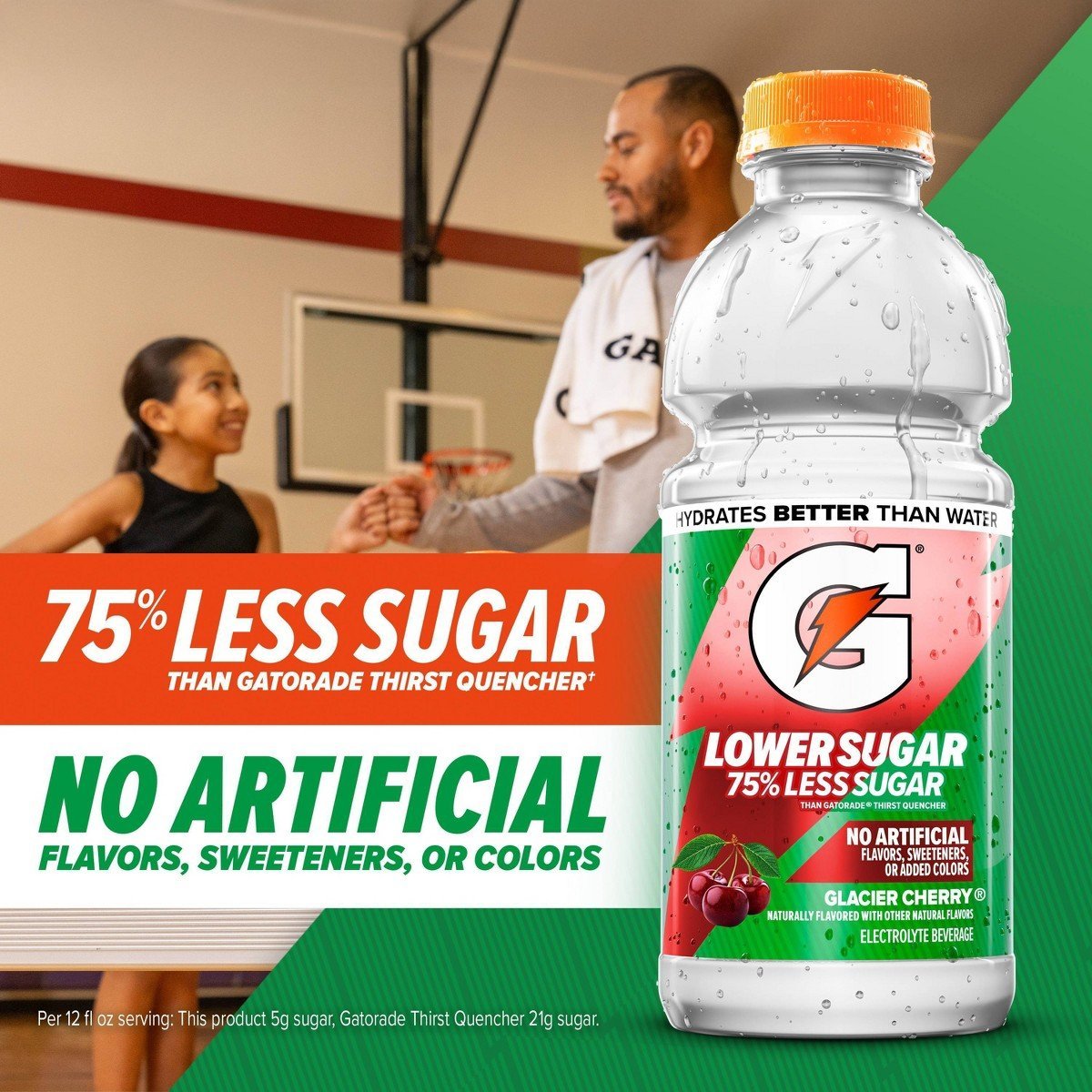 Gatorade Lower Sugar No Artificial Glacier Cherry - 12oz/12pk: Non-Caffeinated - Image 4