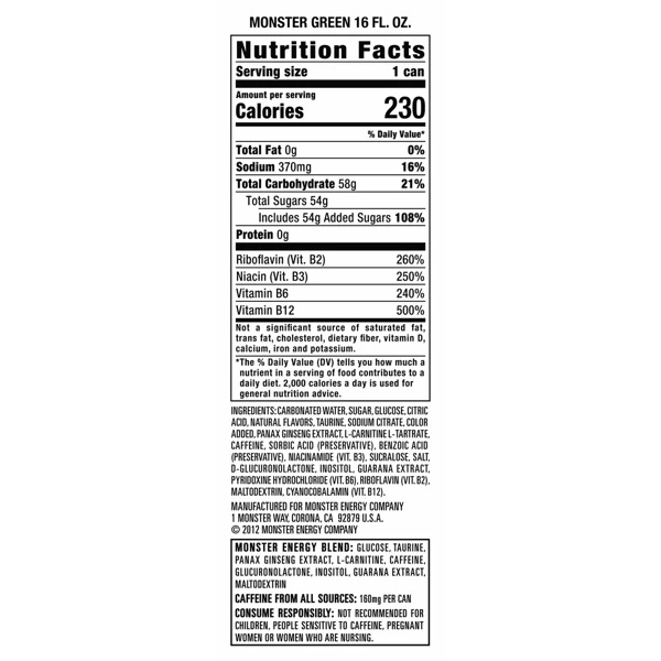 Monster Energy Original - 12pk/16 fl oz Cans: Caffeinated, Herb Flavor - Image 4