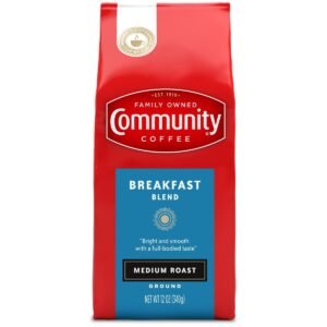 Community Coffee Breakfast Blend Medium Roast Ground Coffee - 12oz: Arabica Beans, Hazelnut, Honey