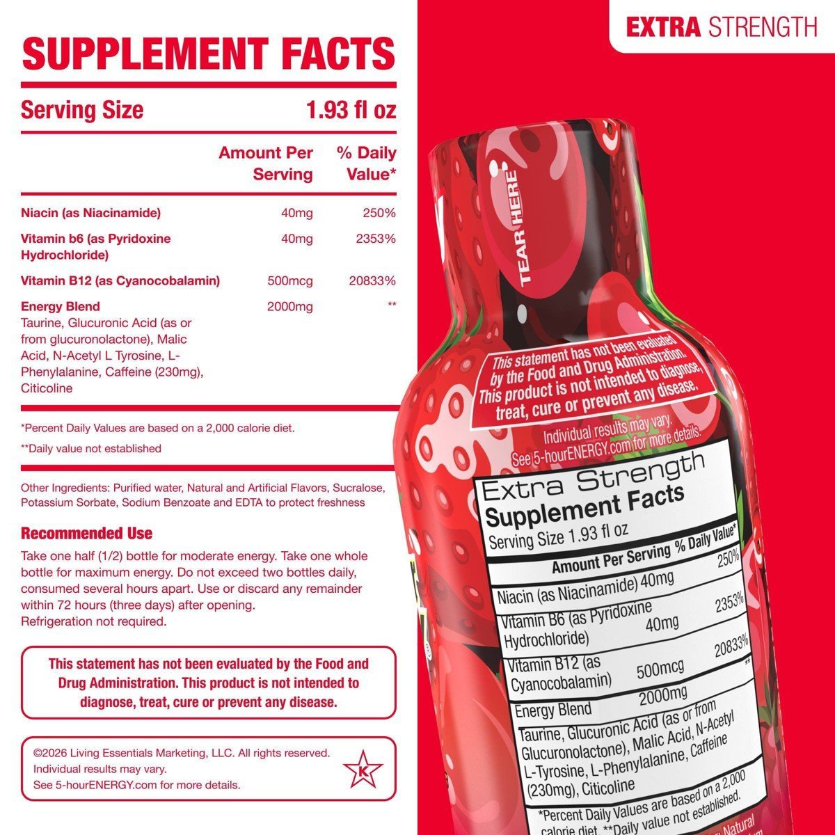 5 Hour Energy Shot Extra Strength - Berry - Single Shot - Image 4