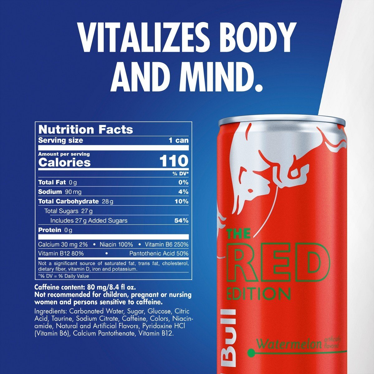 Red Bull Red Edition Energy Drink - Watermelon, Caffeinated - 8.4 fl oz Can - Image 3