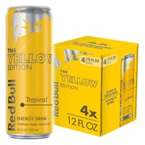 Red Bull Yellow Edition Energy Drink - Tropical 4pk/12 fl oz Cans: Caffeinated, Low Fat, No Artificial Flavors