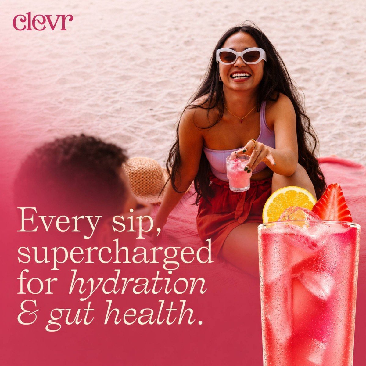 Clevr Hydration Electrolyte Mix with Gut Supporting Probiotics - Strawberry Lemonade, Non-Caffeinated- 0.27oz/6ct - Image 6