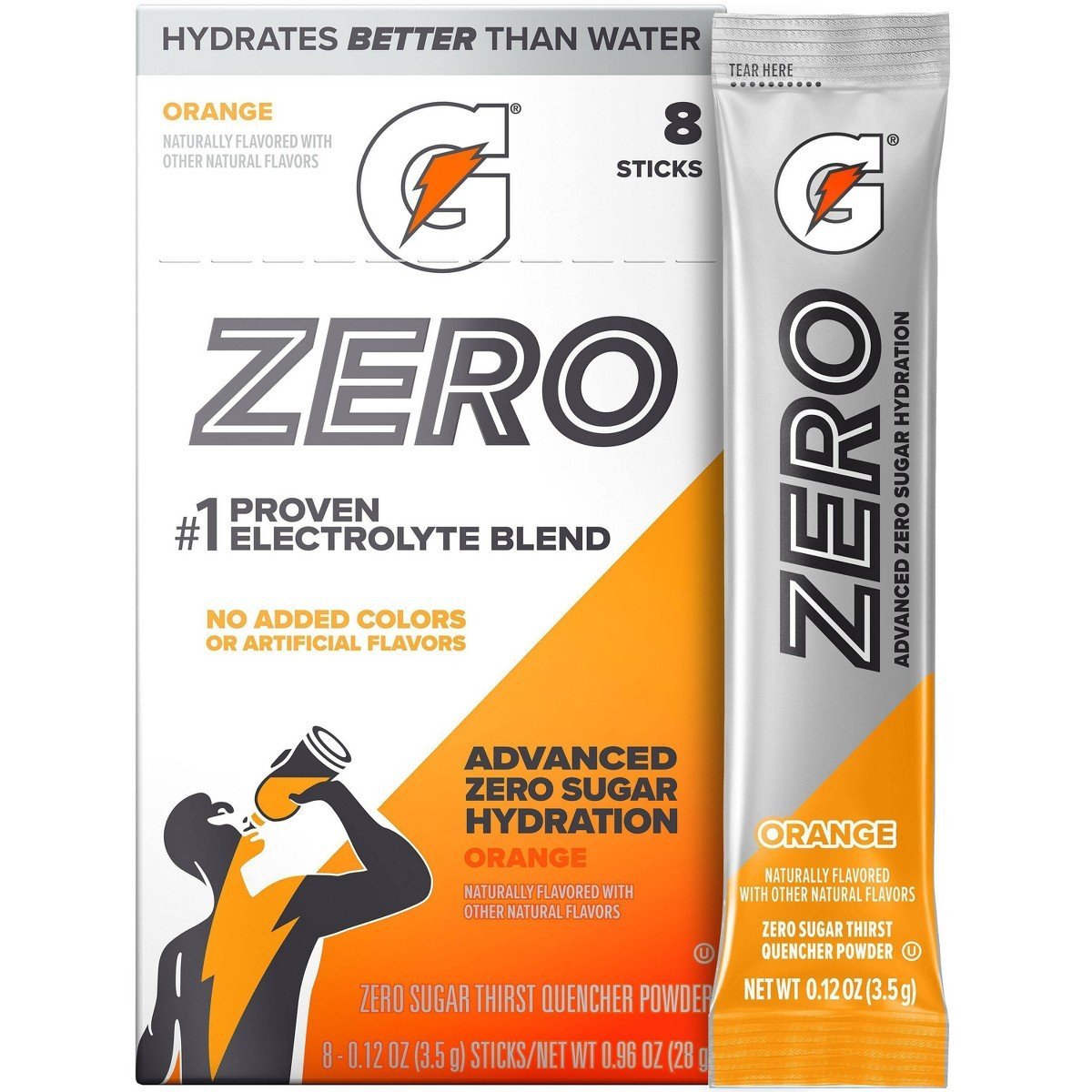 Gatorade GZERO Orange Sports Drink Mix - 8pk