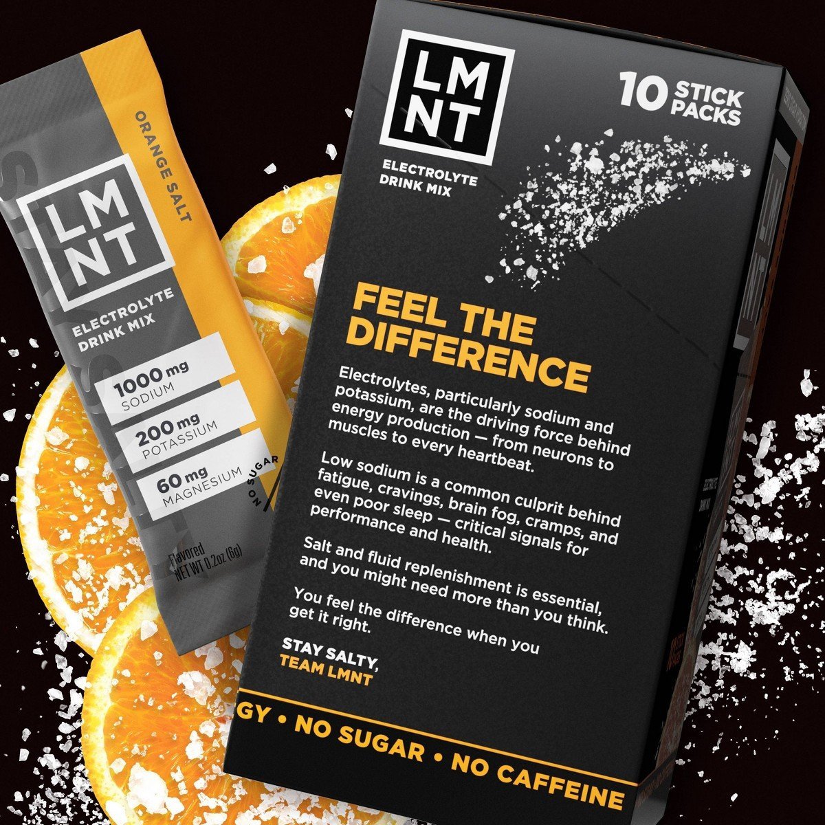 LMNT Zero-Sugar Electrolytes Drink - Orange Salt - 2.1oz/10ct: Non-Caffeinated, Powdered Drink Mixes, 10 Pack - Image 3