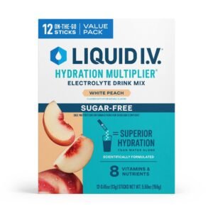 Liquid I.V. Sugar Free Hydration Multiplier Powder Electrolyte Drink Mix - White Peach - 0.45oz/12ct