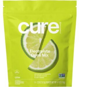 Cure Hydration Hydrating Electrolyte Mix, Lime, 14 Packets, 0.29 oz (8.3 g) Each