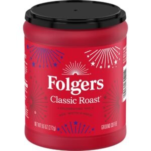 Folgers Classic Medium Roast Ground Coffee, Limited- Edition Canister For America's 250th Anniversary - 9.6oz