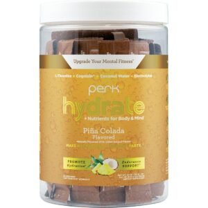 Perk Hydrate Electrolyte Stickpacks (Pina Colada) 20 Packets - Coconut Water, CDP-Choline, L-Theanine, Gluten-Free, Keto Friendly, Vegan