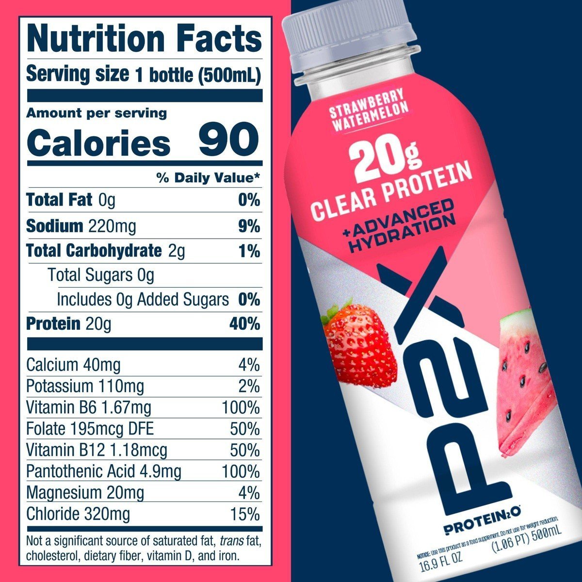 P2X Advanced Hydration 20g Clear Protein Drink With 710mg of Electrolytes - Strawberry Watermelon - 4pk/67.6oz - Image 5