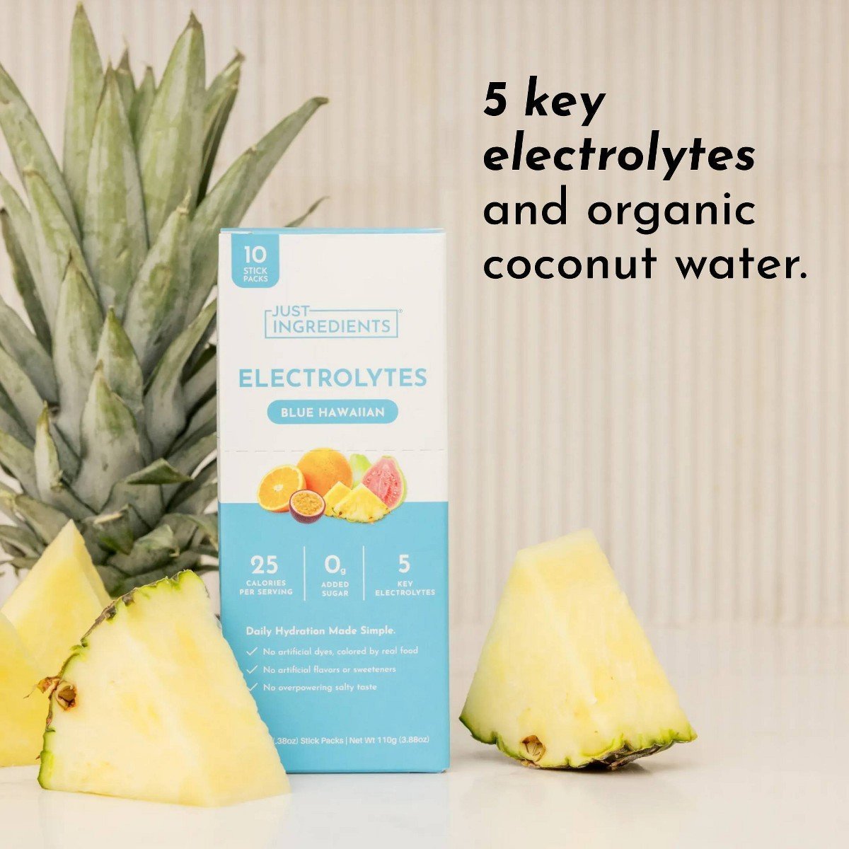 Just Ingredients Electrolytes Sports Drink Mix Packs - Blue Hawaiian - 3.88oz/10ct - Image 4