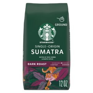 Starbucks Dark Roast Ground Coffee — Sumatra — 100% Arabica — 1 bag (12 oz: Herb And Spice Notes