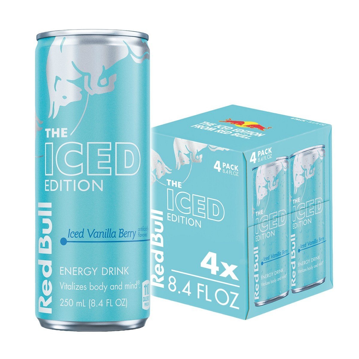 Red Bull Iced Edition Energy Drink - Iced Vanilla Berry - 4pk/8.4 fl oz Cans: Low Fat, No Artificial Flavors, Caffeinated