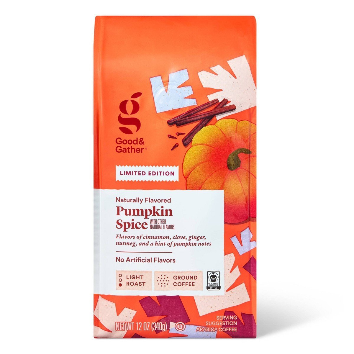 Naturally Flavored Pumpkin Spice with Other Natural Flavors Light Roast Ground Coffee - 12oz - Good & Gatherâ„¢