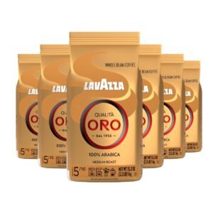 Lavazza Qualità Oro Whole Bean Coffee, Medium Roast, 100% Arabica, 2.2 lb Bag (Pack of 6)