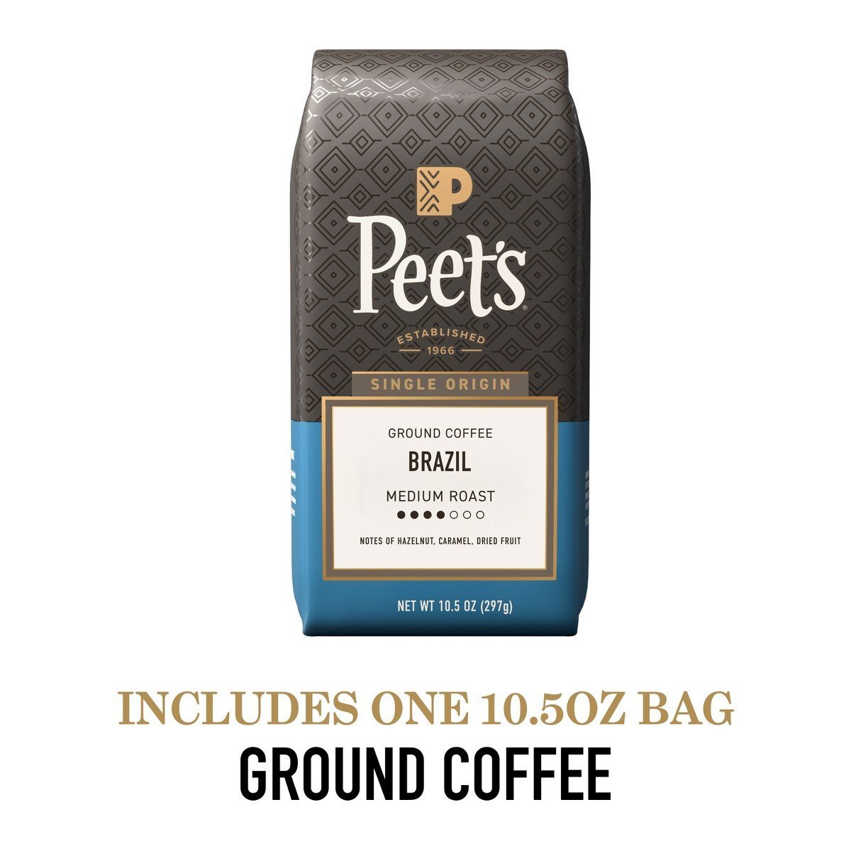 Peet's Brazil Single Origin Medium Roast Ground Coffee 10.5oz: Arabica Beans, Caramel, Hazelnut - Image 3