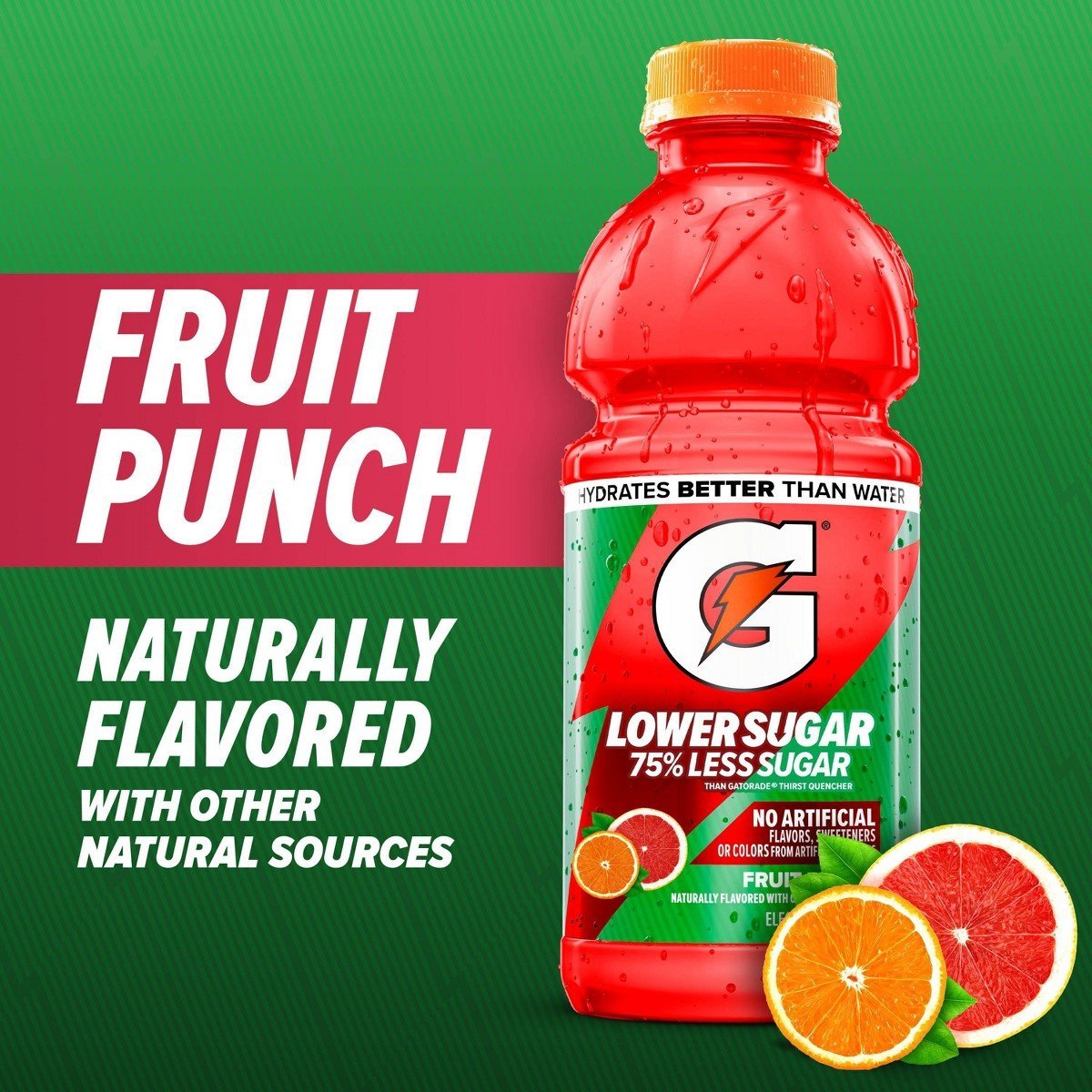 Gatorade Lower Sugar Fruit Punch Sports Drink - 12pk/12 fl oz Bottles - Image 5