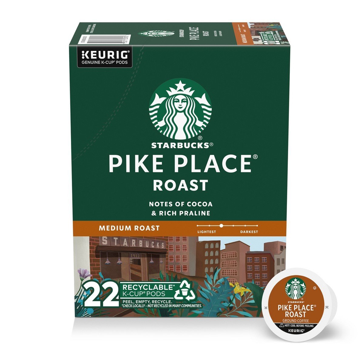 Starbucks K-Cup Pikes Place Medium Roast Keurig Coffee Pods - 22ct
