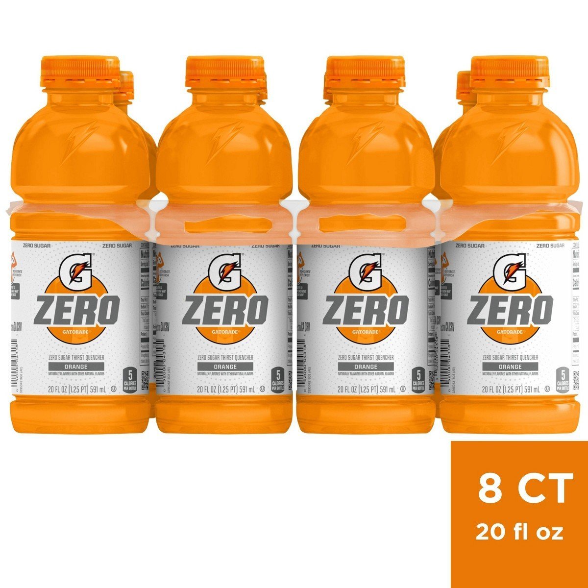 Gatorade G Zero Orange Sports Drink - 8pk/20 fl oz Bottles: Non-Caffeinated, Low Calorie