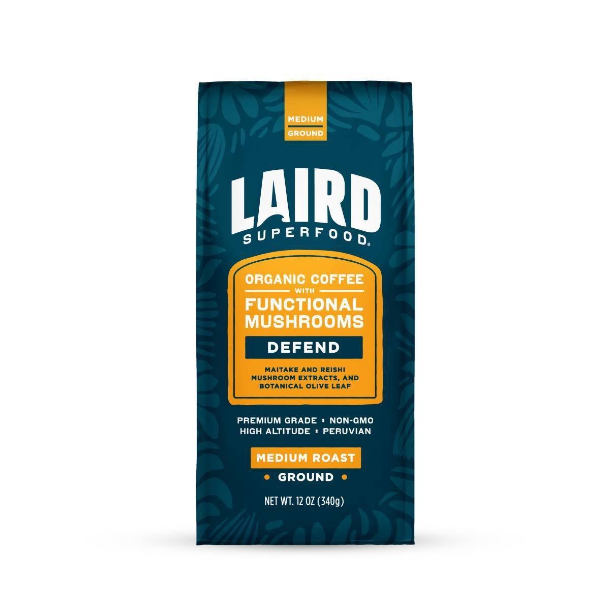 Laird Superfood Medium Roast Defend Functional Mushroom Ground Coffee - 12oz