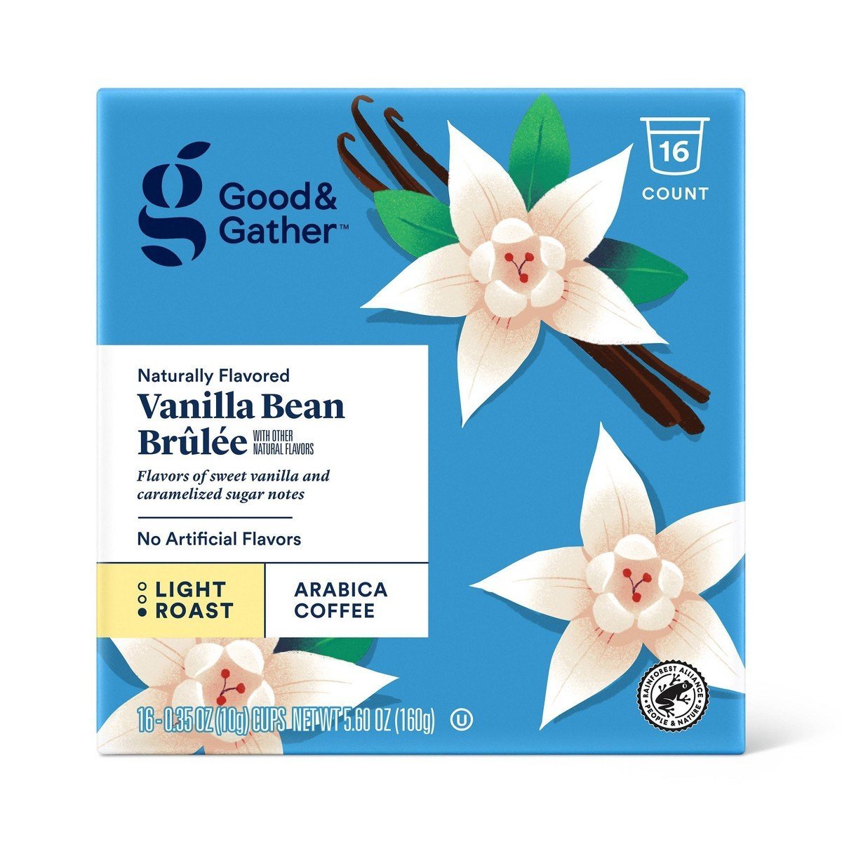 Naturally Flavored Vanilla Bean Brulee Light Roast Coffee - 16ct Single Serve Pod - Good & Gatherâ„¢