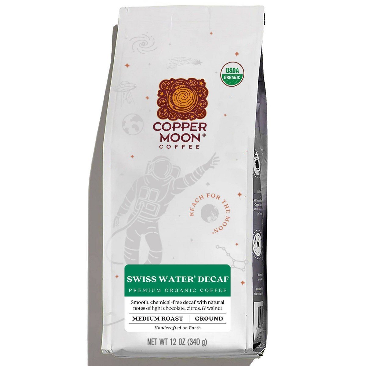 Copper Moon Swiss Water Organic Blend Medium Roast Ground Coffee - Decaf - 12oz: Arabica Beans