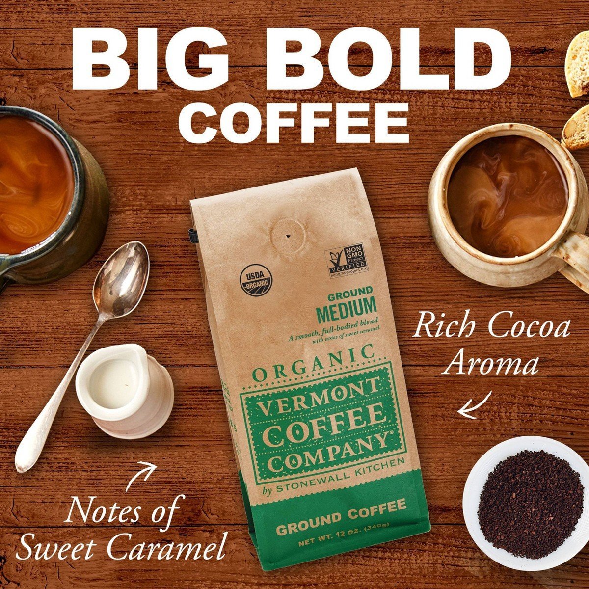 Vermont Coffee Company Organic Medium Roast Ground Coffee - 12oz: Arabica Beans, Caramel, Cocoa - Image 6
