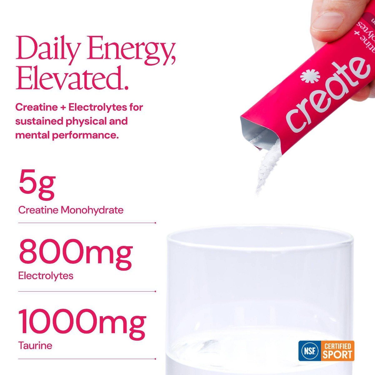 Create Wellness Creatine + Electrolytes Mix Monohydrate Stick Packs NSF Certified for Sport - Watermelon - 12ct - Image 4