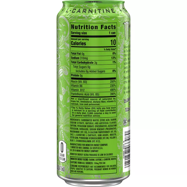 Monster Ultra Paradise Energy Drink - 16 fl oz: Caffeinated - Image 2