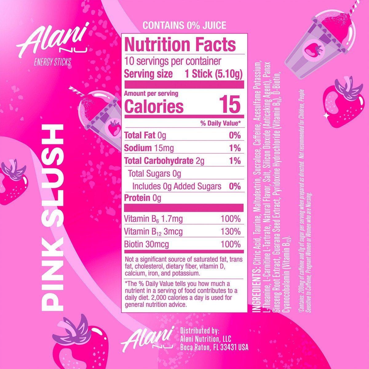 Alani Nu Pink Slush Energy Sticks - 10ct: Gluten-Free, Vegan, Caffeinated - Image 2