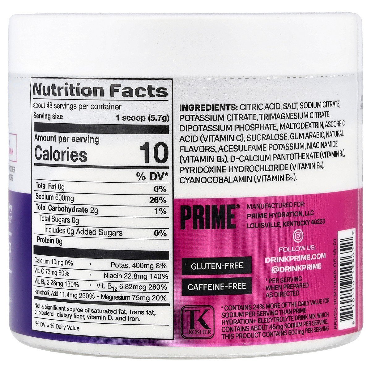 Prime Hydration Rapid Rehydration, Electrolyte Drink Mix, Berry Citrus Rush, 9.7 oz (277.4 g) - Image 2
