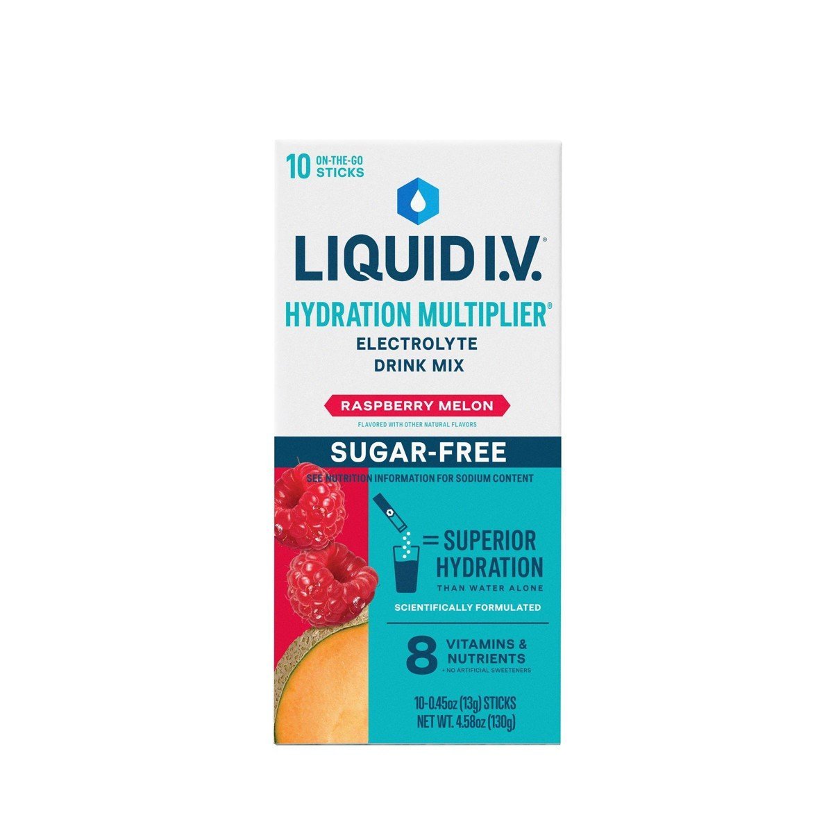 Liquid I.V. Sugar Free Hydration Multiplier Vegan Powder Electrolyte Supplements - Raspberry Melon - 0.45oz/10ct - Image 3