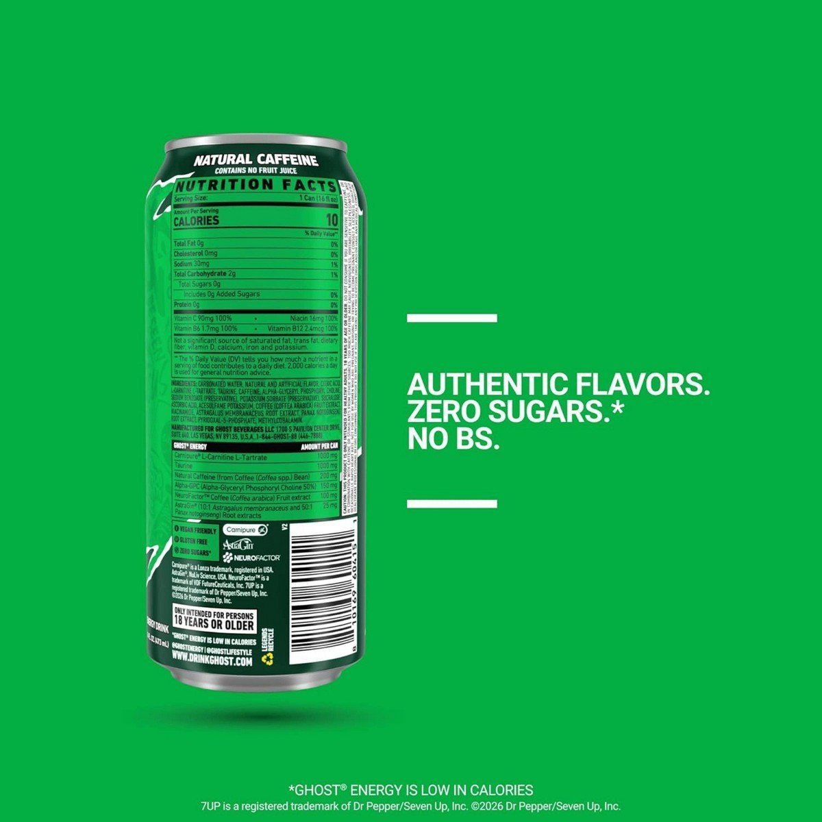 GHOST Energy Drink 7UP - 16oz: Caffeinated - Image 3