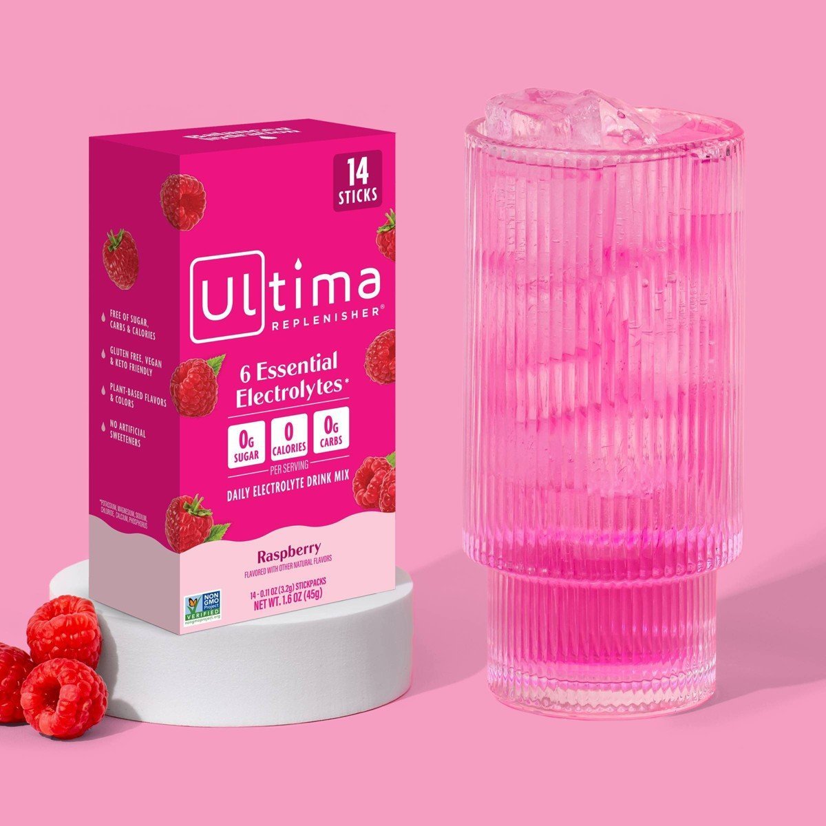 Ultima Replenisher Daily Hydration Electrolyte Stick Packs - Raspberry - 1.6oz/14ct - Image 3