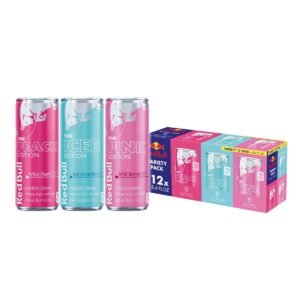 Red Bull Variety Pack Energy Drink - Peach, Iced Vanilla Berry, Pink - 12pk/8.4 fl oz Cans: Low Fat, No Artificial Flavors, Caffeinated
