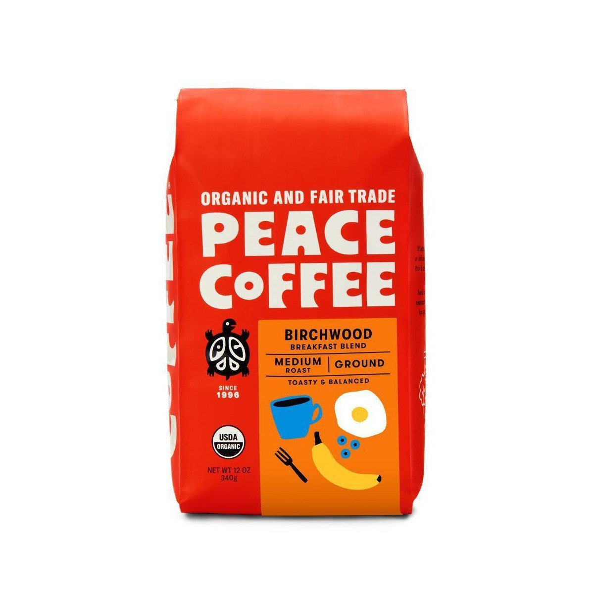 Peace Coffee Organic Fair Trade Birchwood Blend Medium Roast Ground Coffee - 12oz: Indonesian, South American, Chocolate