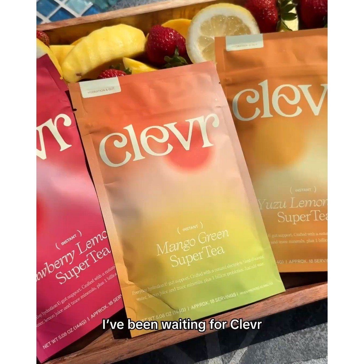 Clevr Hydration Electrolyte Mix with Gut Supporting Probiotics - Strawberry Lemonade, Non-Caffeinated- 0.27oz/6ct - Image 2