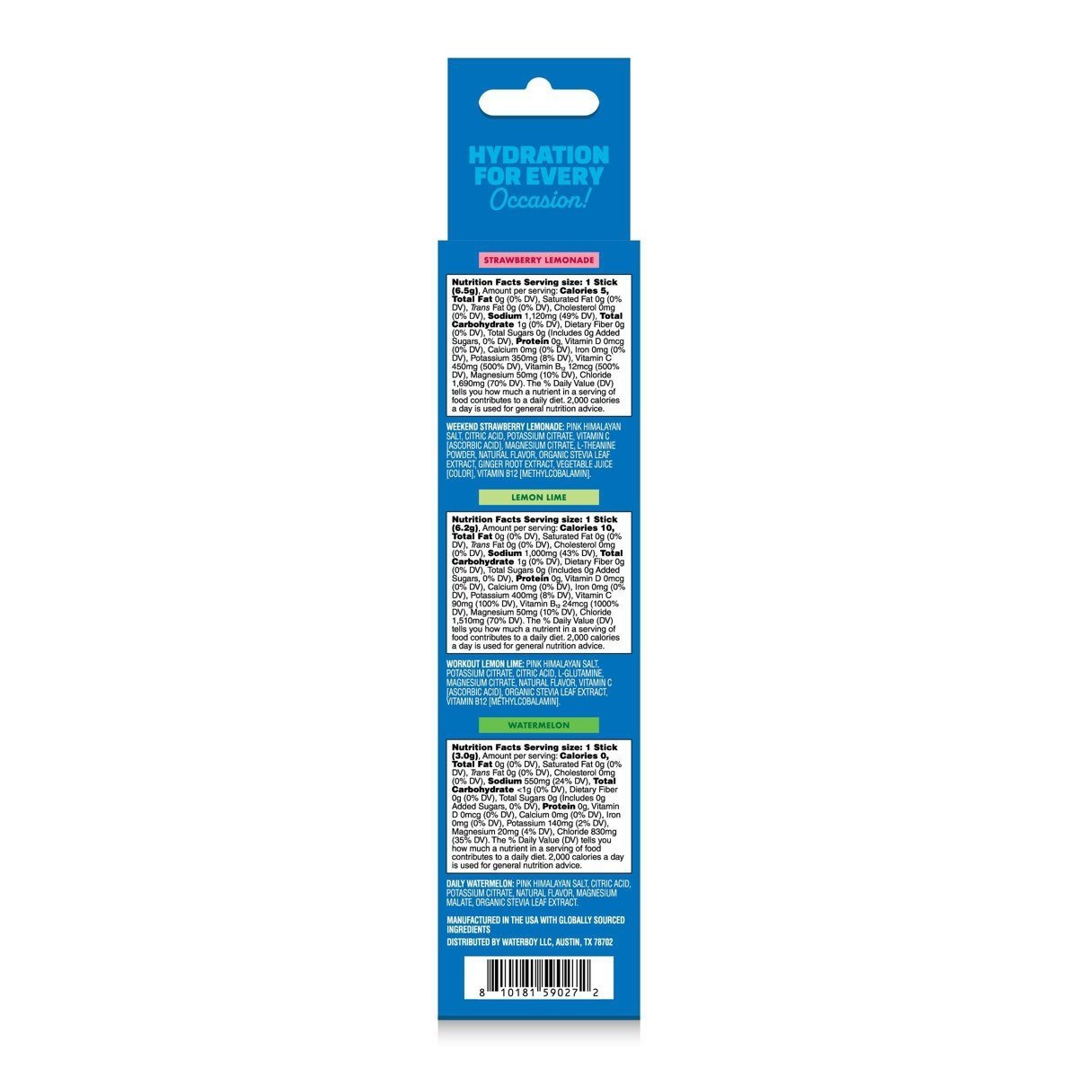 Waterboy Variety Trial Pack Dietary Supplement Powder - 0.55oz - Image 4