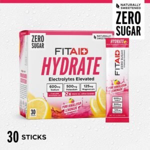 FITAID HYDRATE Electrolyte and Hydration Mix, Pink Himalayan Lemonade, 30ct Box