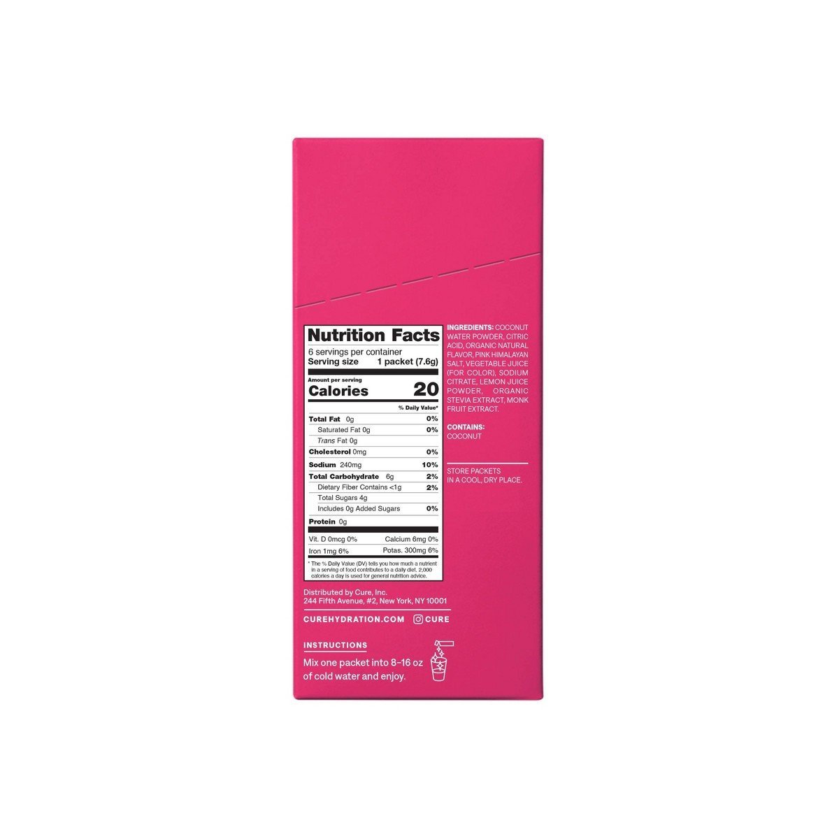 Cure Electrolyte Drink Mix Tropical Punch - 1.6oz/6ct - Image 2