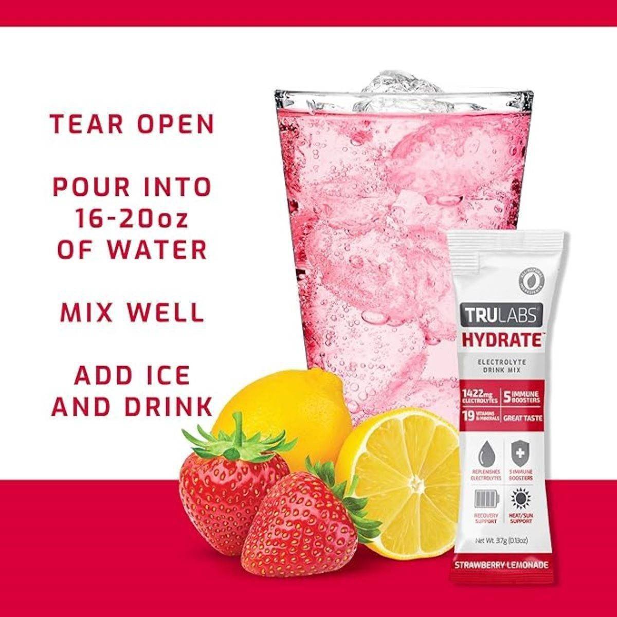TruLabs Hydrate Sports Drink - Strawberry Lemonade - 0.78oz/6ct: Non-Caffeinated, Powdered, Drink Mixes and Enhancers - Image 4