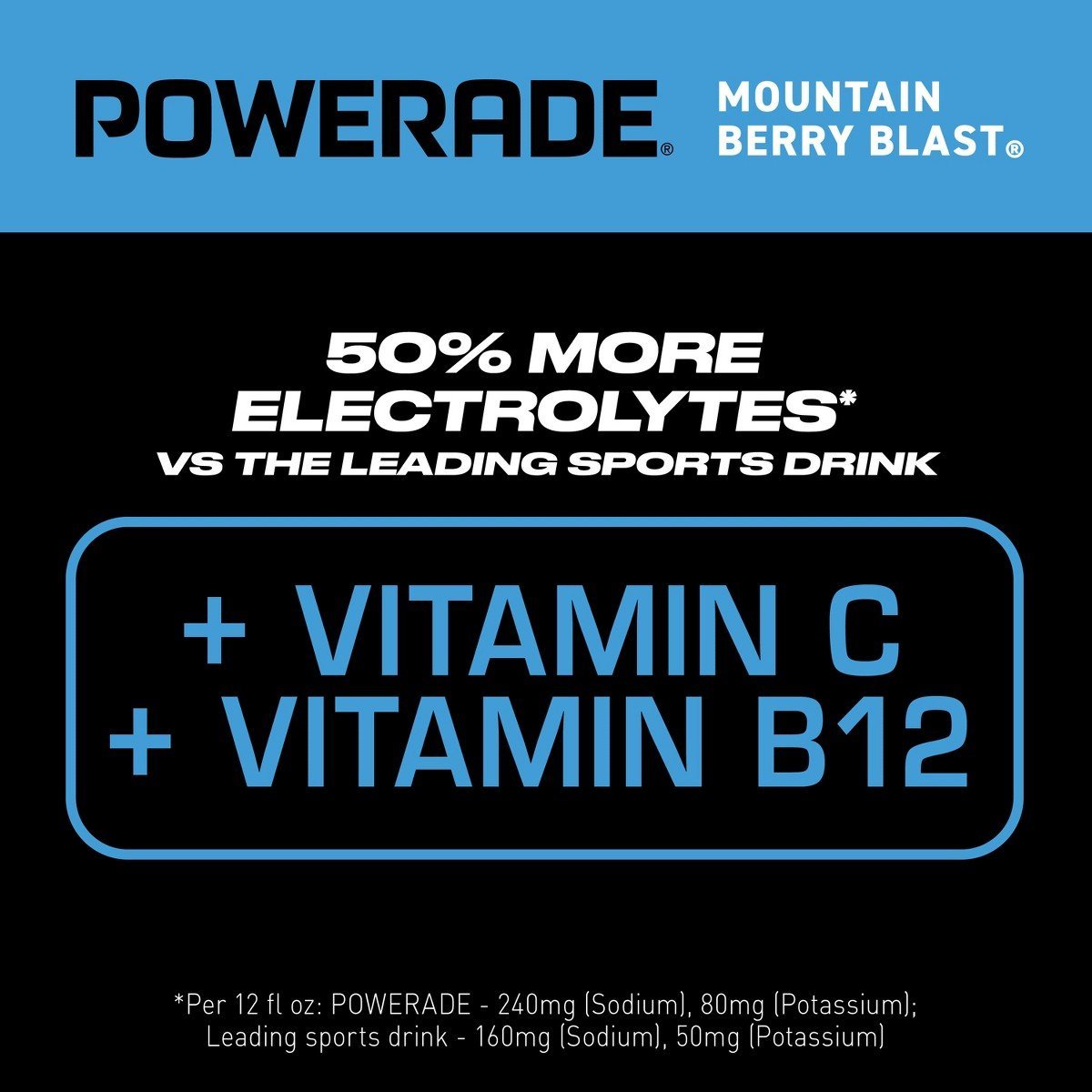POWERADE Mountain Berry Blast Sports Drink - 20 fl oz Bottle: USDA Grade A, Non-Caffeinated - Image 3